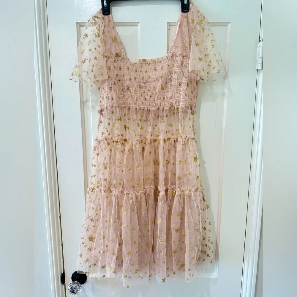 Free People Starbright Dress metallic gold bodice long tunic - Picture 7 of 16